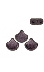 Ginko Leaf Beads 7.5x7.5mm Metallic suede dark plum